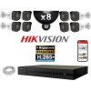 Kit Vidéo Surveillance PRO IP HIKVISION : 8x Caméras POE Tubes IR 30M 4 MP + Enregistreur NVR 8 canaux H265+ 2000 Go