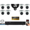 Kit Vidéo Surveillance PRO IP : 8x Caméras POE Dômes IR 20M FULL HD 1080P + Enregistreur NVR 16 canaux H265+ 2000 Go