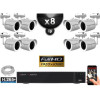 Kit Vidéo Surveillance PRO IP : 8x Caméras POE Tubes IR 25M FULL HD 1080P + Enregistreur NVR 16 canaux H265+ 2000 Go