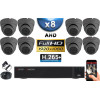 KIT PRO AHD 8 Caméras Dômes IR 20m Capteur SONY FULL HD 1080P + Enregistreur XVR 5MP H265+ 2000 Go / Pack vidéo surveillance