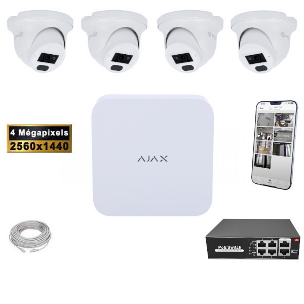 Kit Vid O Surveillance Pro Ip Ajax Safire X Cam Ras Poe D Mes Ir M Mp Enregistreur Nvr