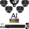 Kit Vidéo Surveillance PRO IP : 4x Caméras POE Dômes AI IR 25M Capteur SONY 5 MP + Enregistreur NVR 9 canaux H265+ 2000 Go