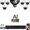 Kit Vidéo Surveillance PRO IP : 6x Caméras POE Dômes AI IR 25M Capteur SONY 5 MP + Enregistreur NVR 16 canaux H265+ 2000 Go