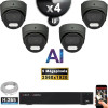 Kit Vidéo Surveillance PRO IP : 4x Caméras POE Dômes AI IR 25M Capteur SONY 5 MP + Enregistreur NVR 9 canaux H265+ 2000 Go