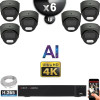 Kit Vidéo Surveillance PRO IP 6x Caméras POE Dômes AI IR 25M Capteur SONY UHD 4K + Enregistreur NVR 8 canaux H265+ 2000 Go