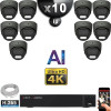 Kit Vidéo Surveillance PRO IP 10x Caméras POE Dômes AI IR 25M Capteur SONY UHD 4K + Enregistreur NVR 32 canaux H265+ 3000 Go