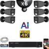 Kit Vidéo Surveillance PRO IP 6x Caméras POE Tubes AI IR 25M Capteur SONY UHD 4K + Enregistreur NVR 10 canaux H265+ 2000 Go