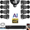 Kit Vidéo Surveillance PRO IP 8x Caméras POE Tubes AI IR 25M Capteur SONY UHD 4K + Enregistreur NVR 10 canaux H265+ 2000 Go