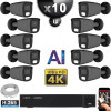 Kit Vidéo Surveillance PRO IP 10x Caméras POE Tubes AI IR 25M Capteur SONY UHD 4K + Enregistreur NVR 32 canaux H265+ 3000 Go