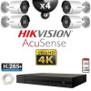 Kit Vidéo Surveillance PRO IP HIKVISION : 4x Caméras POE Tubes IR 40M UHD 4K AcuSense + Enregistreur NVR 4 canaux 2000 Go