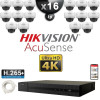 Kit Vidéo Surveillance PRO IP HIKVISION : 16x Caméras POE Dômes IR 30M UHD 4K + Enregistreur NVR 16 canaux H265+ 3000 Go