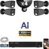 Kit Vidéo Surveillance PRO IP : 4x Caméras POE Tubes AI IR 25M Capteur SONY 5 MP + Enregistreur NVR 9 canaux H265+ 2000 Go