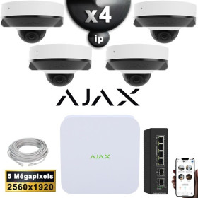 Kit Vidéo Surveillance PRO IP AJAX : 4x Caméras POE Dômes IR 35M 5 MP + Enregistreur NVR 8 canaux H265+ 1000 Go