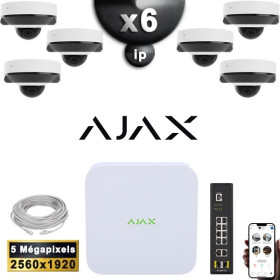 Kit Vidéo Surveillance PRO IP AJAX : 6x Caméras POE Dômes IR 35M 5 MP + Enregistreur NVR 8 canaux H265+ 1000 Go