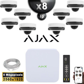 Kit Vidéo Surveillance PRO IP AJAX : 8x Caméras POE Dômes IR 35M 5 MP + Enregistreur NVR 8 canaux H265+ 1000 Go