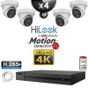 Kit Vidéo Surveillance IP HiLooK : 4x Caméras POE Dômes LED 30M 4K - Détection 2.0 + Enregistreur NVR 8 canaux 2000 Go