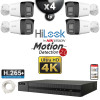 Kit Vidéo Surveillance IP HiLooK : 4x Caméras POE Tubes LED 30M 4K - Détection 2.0 + Enregistreur NVR 8 canaux 2000 Go