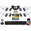KIT PRO AHD 8 Caméras Tubes IR 60m Capteur SONY FULL HD 1080P + Enregistreur XVR 5MP H265+ 2000 Go / Pack vidéo surveillance